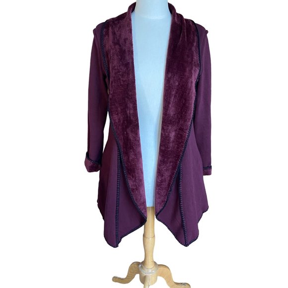 Soft Surroundings Jersey Knit Cardigan Jacket Fleece Lined Dark Fairy Grunge -S - Picture 14 of 14